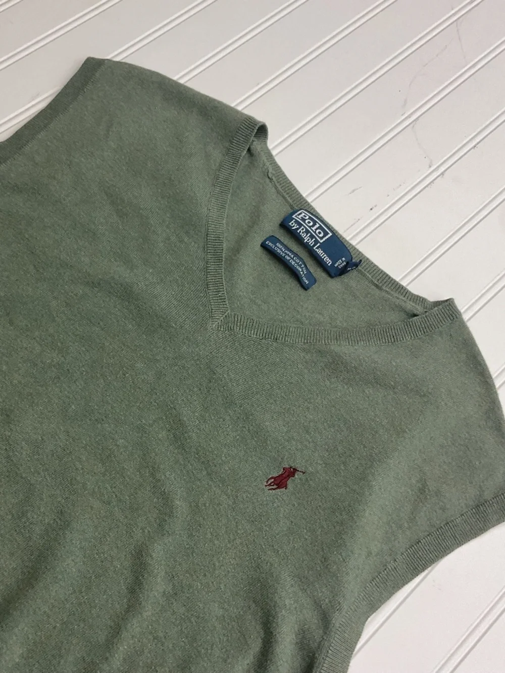Polo Ralph Lauren Men's V-Neck Sweater 100% Pima Cotton Heather Sage Green XXL